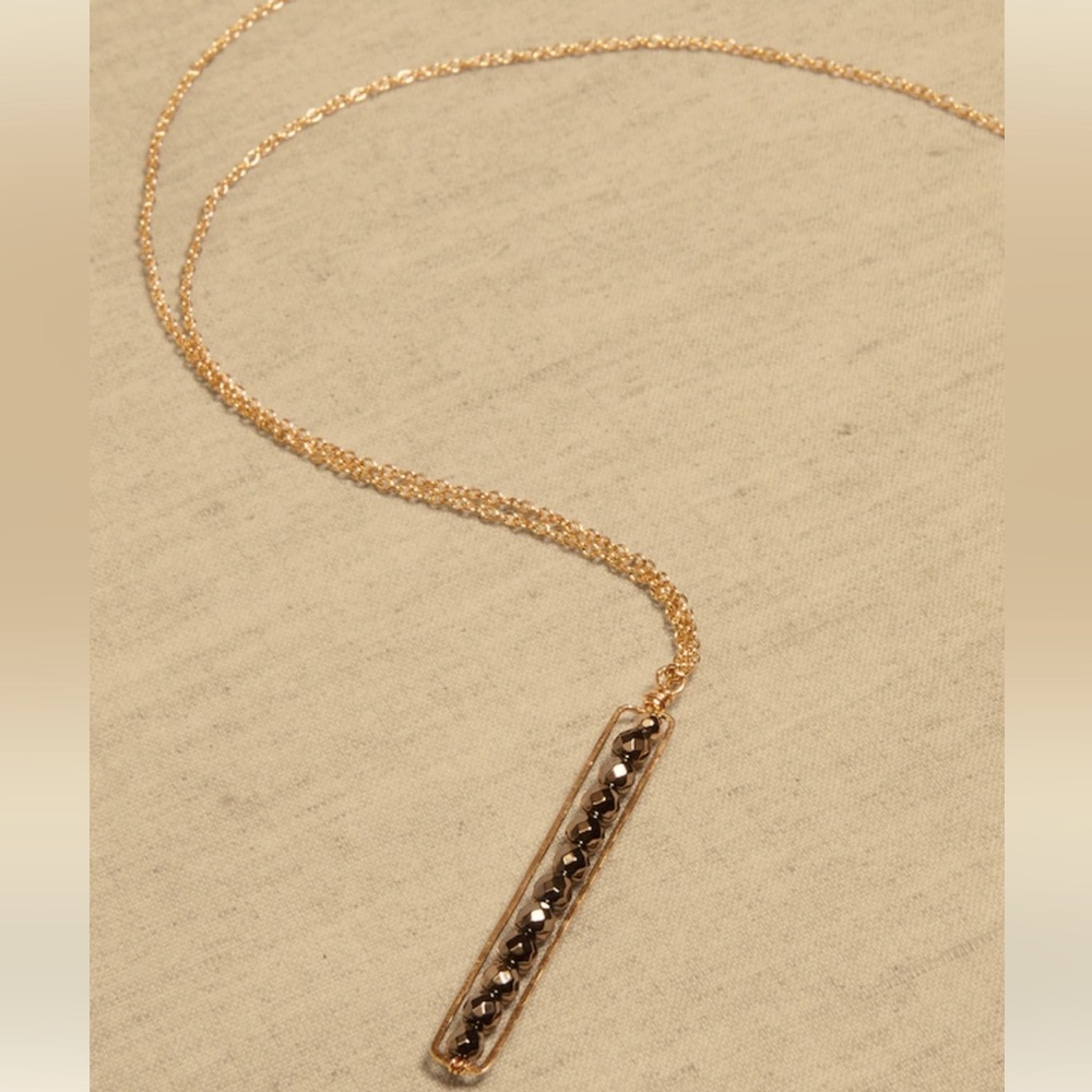 NWT‎ BANANA REPUBLIC DELICATE LABRADORITE DROP LINEAR NECKLACE | AUREUS + ARGENT